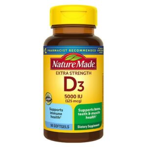 Nature Made Extra Strength Vitamin D3 5000 IU (125 mcg) Softgels - 90.0 ea