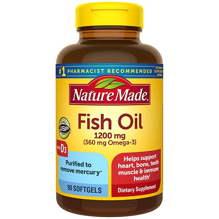 Nature Made Fish Oil 1200 mg +Vitamin D Liquid Softgels - 90.0 ea