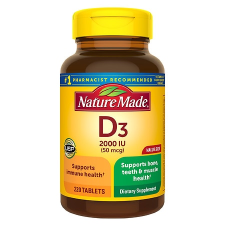 Nature Made Vitamin D3 2000 IU (50 mcg) Tablets Value Size - 220.0 ea