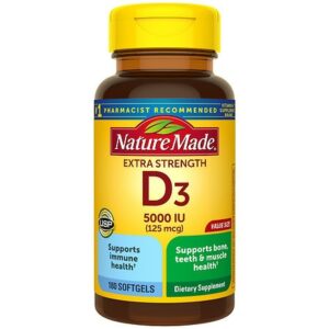 Nature Made Vitamin D3 5000 IU, Ultra Strength, Softgels - 180.0 ea