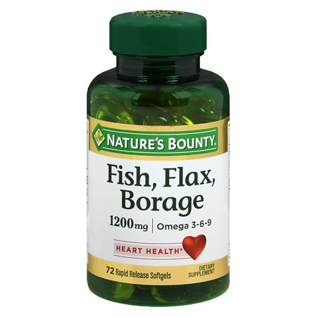 Nature's Bounty Fish, Flax, Borage 1200 mg Dietary Supplement Softgels - 60.0 ea