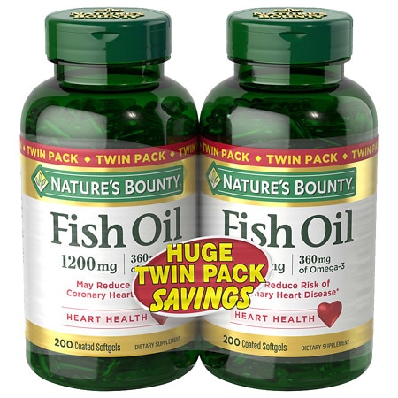 Nature's Bounty Fish Oil 1200 mg Dietary Supplement Softgels Twinpack - 200.0 ea x 2 pack