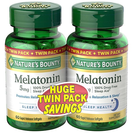 Nature's Bounty Melatonin 5mg Dietary Supplement, Softgels - 60.0 ea x 2 pack