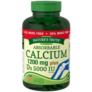 Nature's Truth Absorbable Calcium 1200mg Plus D3 5000 IU, Softgels - 120.0 ea