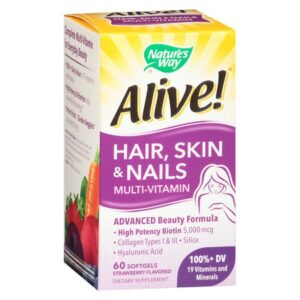 Nature's Way Alive Hair/Skin/Nails Multi-Vitamin Softgels Strawberry - 60.0 ea