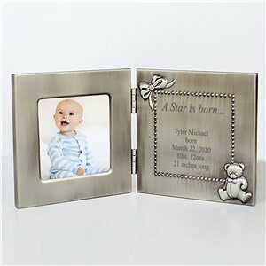 New Baby "A Star is Born" Personalized Baby Silver Photo Frame