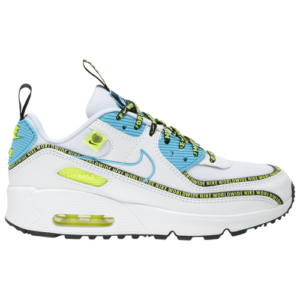 Nike Boys Nike Air Max 90 - Boys' Grade School Running Shoes White/Blue Fury/Black Size 03.5