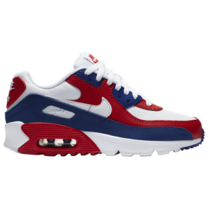 Nike Boys Nike Air Max 90 - Boys' Grade School Running Shoes White/Deep Royal/University Red Size 04.5