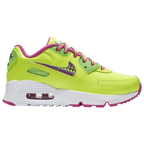 Nike Boys Nike Air Max 90 - Boys' Preschool Running Shoes Volt/Multi/Fire Pink Size 02.0