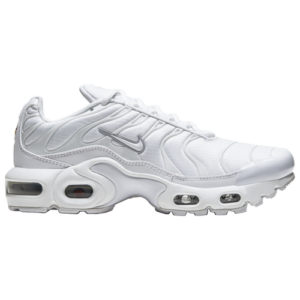 Nike Boys Nike Air Max Plus - Boys' Grade School Running Shoes White/White/Metallic Silver Size 04.0