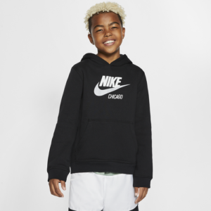 Nike Boys Nike Chicago Pullover Fleece Hoodie - Boys' Grade School Black/White Size S