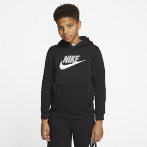 Nike Boys Nike Club HBR PO Hoodie - Boys' Grade School Black/Light Smoke Grey/Grey Size XL