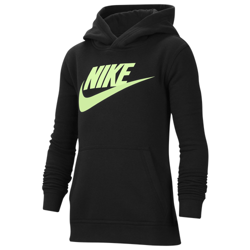 Nike Boys Nike Club Pullover Hoodie - Boys' Grade School Black/Volt/Black Size L