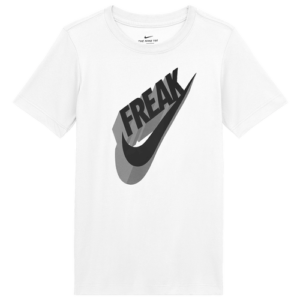 Nike Boys Nike Dry Giannis Freak S/S T-Shirt - Boys' Grade School White/Black Size XL