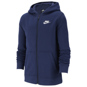 Nike Boys Nike NSW F/Z Club Hoodie - Boys' Grade School Midnight Navy/Midnight Navy/White Size L