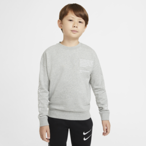 Nike Boys Nike NSW Swoosh Crew - Boys' Grade School Dk Grey Heather/Smoke Grey/Smoke Grey Size S