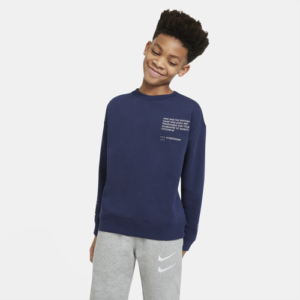 Nike Boys Nike NSW Swoosh Crew - Boys' Grade School Midnight Navy/Game Royal/Game Royal Size XL