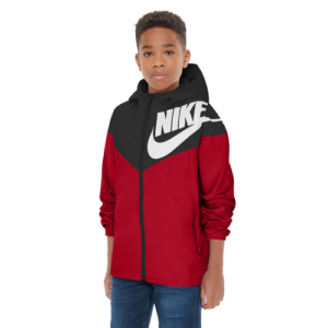 Nike Boys Nike NSW Windrunner Jacket - Boys' Grade School Black/University Red Size L