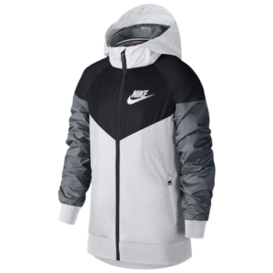 Nike Boys Nike Windrunner Jacket - Boys' Grade School White/Black/Wolf Grey Size M