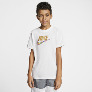 Nike Boys Nike World Futura T-Shirt - Boys' Grade School White/Gold/Multi Size L