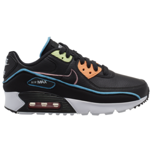 Nike Girls Nike Air Max 90 - Girls' Grade School Running Shoes Black/Black/Blue Fury/Barely Volt Size 06.5