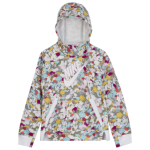 Nike Girls Nike Floral All Over Print Hoodie - Girls' Grade School White/White/Pink/Pink Size XL