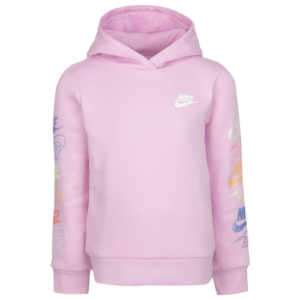 Nike Girls Nike Futura Stack PO Hoodie - Girls' Preschool Light Arctic Pink/White Size 5