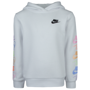 Nike Girls Nike Futura Stack PO Hoodie - Girls' Preschool White/Black Size 5