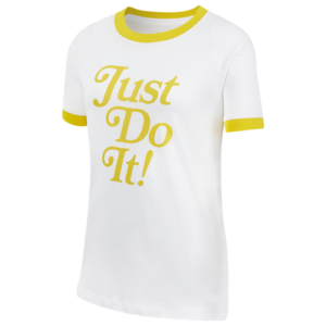 Nike Girls Nike Just Do It Ringer T-Shirt - Girls' Grade School White Size L