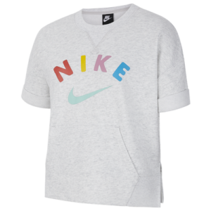 Nike Girls Nike Short Sleeve Crew - Girls' Grade School Gray/Multi Size XL