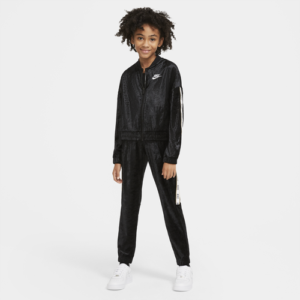 Nike Girls Nike Velour Track Suit - Girls' Grade School Black/Gold Size XL