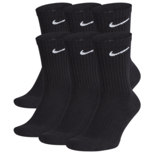 Nike Mens Nike 6 Pack Performance Cotton Crew Socks - Mens Black/White Size M