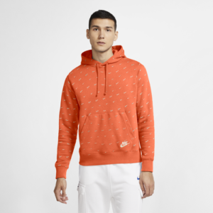 Nike Mens Nike AOP Club Hoodie - Mens Electro Orange Size M