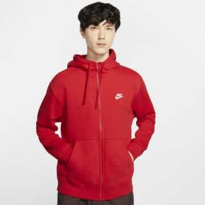 Nike Mens Nike Club Full-Zip Hoodie - Mens University Red/White Size XXL