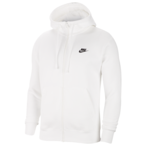 Nike Mens Nike Club Full-Zip Hoodie - Mens White/Black Size XXL