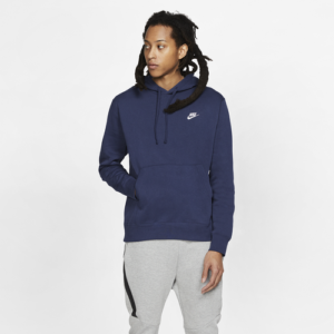 Nike Mens Nike Club Pullover Hoodie - Mens Midnight Navy/White Size M