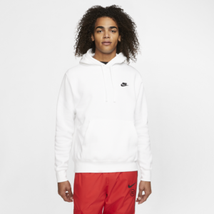 Nike Mens Nike Club Pullover Hoodie - Mens White/Black Size XXL