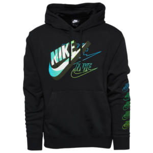 Nike Mens Nike Futura Mash Pullover Hoodie - Mens Black/Teal Size XL