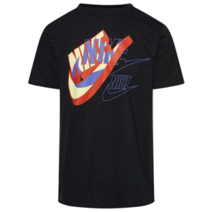 Nike Mens Nike Futura Mash T-Shirt - Mens Black/Orange/Yellow Size M