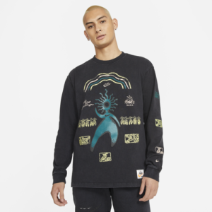 Nike Mens Nike Max 90 L/S Solar Goddess T-Shirt - Mens Black/Teal Size L