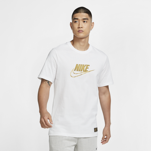 Nike Mens Nike Metallic T-Shirt - Mens White/Gold Size M