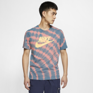 Nike Mens Nike Pixelated Tie-Dyed T-Shirt - Mens Magic Ember/Cerulean/White/Topaz Gold Size M