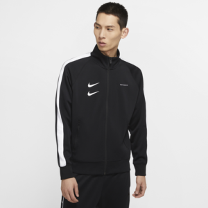 Nike Mens Nike Swoosh Poly Knit Jacket - Mens Black/White Size S