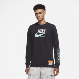 Nike Mens Nike Wash Drip L/S T-Shirt - Mens Black/White Size XXL