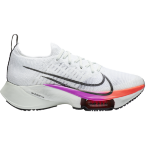 Nike Womens Nike Air Zoom Tempo Next % Flyknit - Womens Running Shoes White/Flash Crimson/Hyper Violet Size 08.5