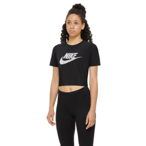 Nike Womens Nike Essential Crop T-Shirt - Womens Black/White/No Color Size XL