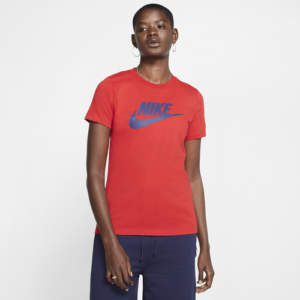 Nike Womens Nike Essential Icon Futura T-Shirt - Womens University Red/Binary Blue Size M