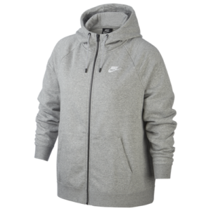 Nike Womens Nike Plus Size Essential Fleece Hoodie Full-Zip - Womens Dark Grey Heather