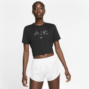 Nike Womens Nike Slim Crop Lux Pack T-Shirt - Womens Black/White Size S