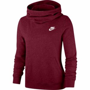 Nike Women's Nike Sportswear Funnel-Neck Club Fleece Hoodie Sweatshirt Maroon, X-Small - Women's Athletic Fleece at Academy Sports